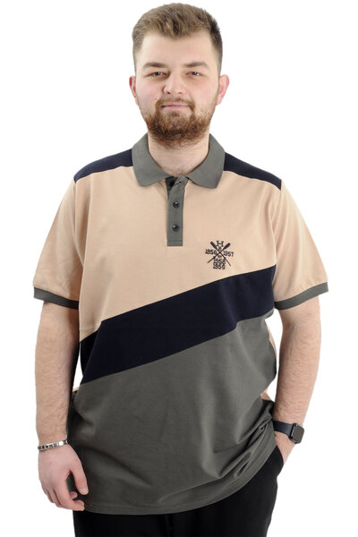 ModeXL Mode XL Великий розмір Чоловіча футболка з поло-коміром Кольорові блок...