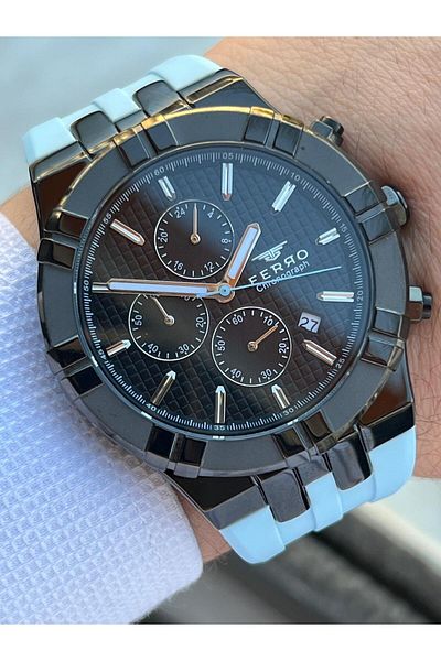 FERRO Silicone Cord Inner Functions Active 30 Mt Water Resistant Men's Wristwatch Efm.11-Zd4