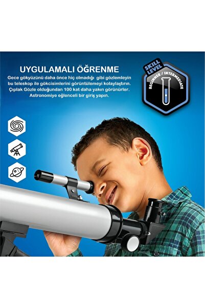 DUHALINE Teleskop 100 Kat Yakınlaştırma 50mm Eğitici Astronomik Uzay Doğa Ay Gözlem Teleskobu + Tripod