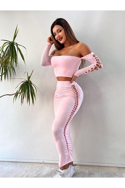 pink life ROZ LASER CUT DETAIL COSTUME LUNGI DUBLU