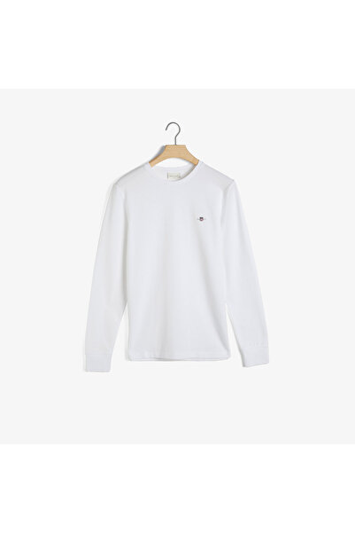 Gant Чоловіча біла футболка Slim Fit з довгими рукавами та коміром-стійкою