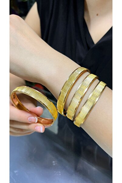 10 gr (Gram) Trabzon Zikzak Desenli Yatırımlık İşçiliksiz Şarnel Bilezik 22 Ayar Altın