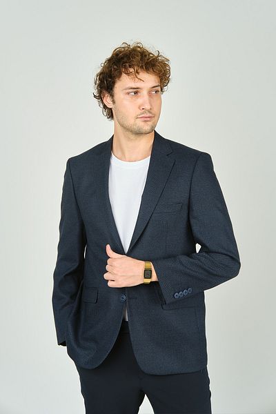 GİO Мъжко вълнено яке Gio с класическа кройка, стандартна кройка, 2413, тъмносиньо