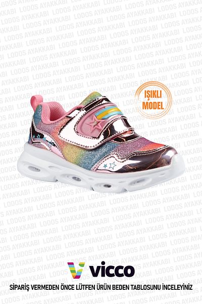 Vicco Kita Model Lighted Baby Girl and Child Pink Phylon Sneakers
