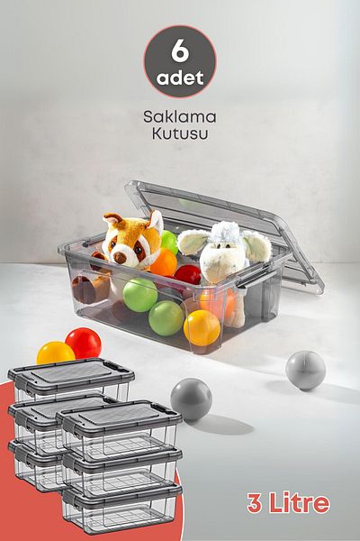 GRİMOR Life 3 Lt Gray In-Cabinet Organizer - 6 Locking Storage Boxes