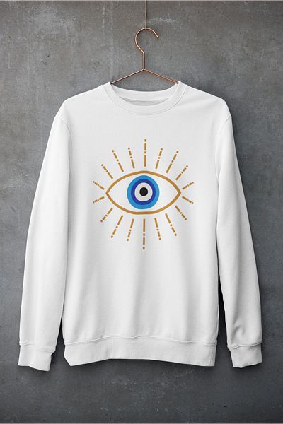 SUNFREE Φούτερ με στάμπα ματιών λευκό oversize