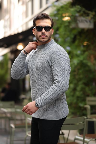 Valiberta Smoke Color - Comfort Fit Hair Knitted Crew Neck Knitwear Sweater
