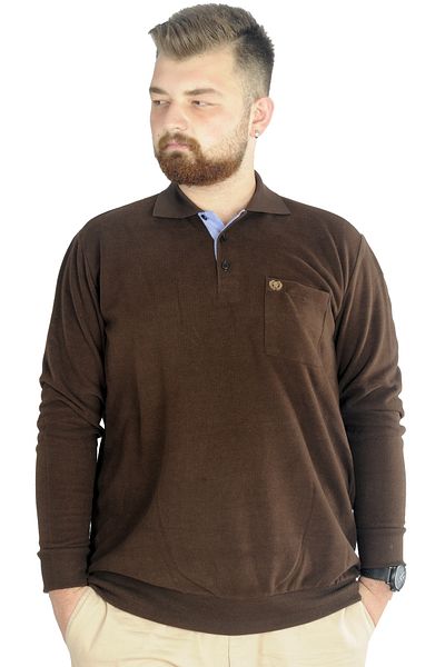 ModeXL Mode XL Μεγάλο μέγεθος Ανδρικό Sweat Polo Selanik Basic 20441 Καφές με γάλα