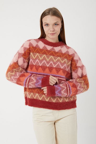 POODLE Pulover de damă din tricotaj cu model în zig-zag
