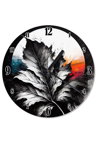 karizmart Black and White Leaf Flowing Wall Clock