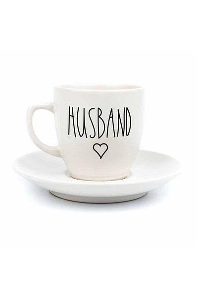 PALTO TASARIM Wife & Husband 2-Person 4-Piece Cream Turkish Coffee Cup Set - Gift Coffee Cup Set