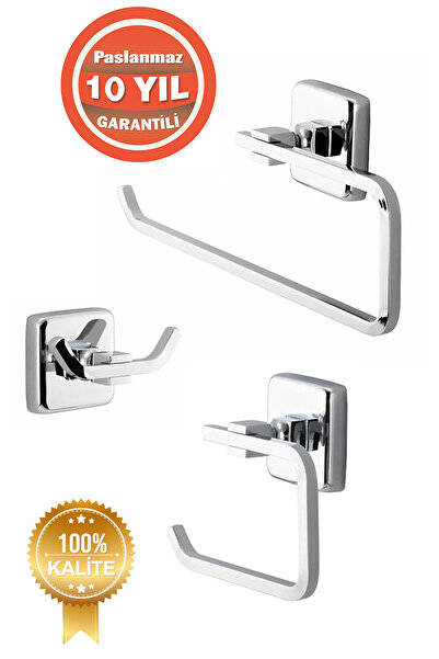 ÇELİK BANYO Paslanmaz Pirinç Wc 3 ' Lü Set-banyo Aksesuar Kumru (havluluk,tuv...