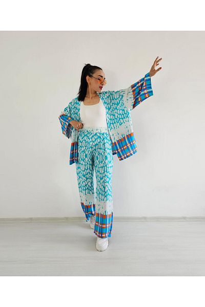 Altı Üstü Butik Set kimono din viscoză cu model de piatră