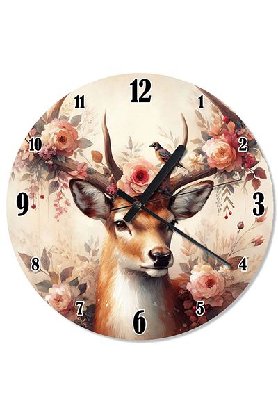 karizmart Floral Deer Design Wall Clock