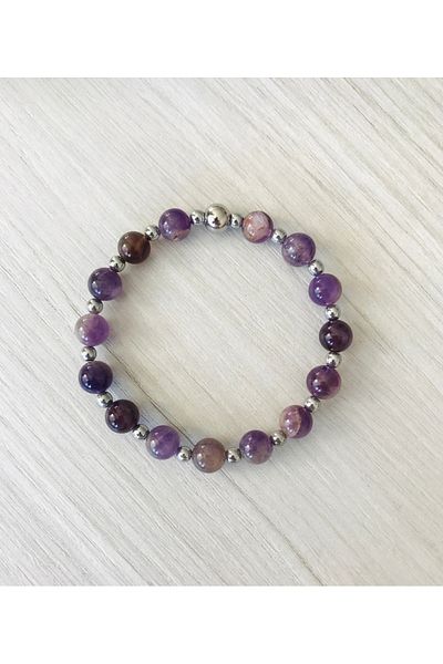 MK tasarım Real Amethyst Bracelet - Small Intermediate Stone, Hematite Stone Mkt45003