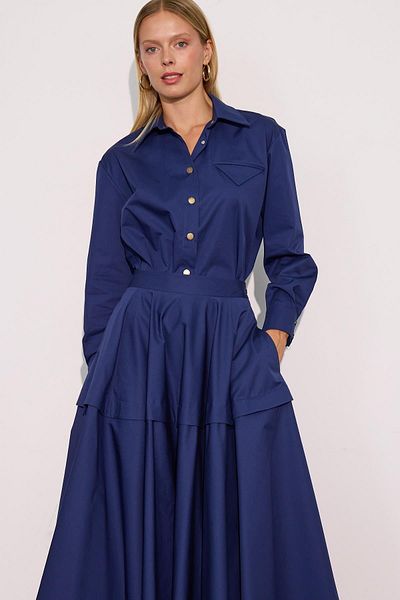 NOK İSTANBUL Navy Blue Carla Maxi Length Fluffy Skirt