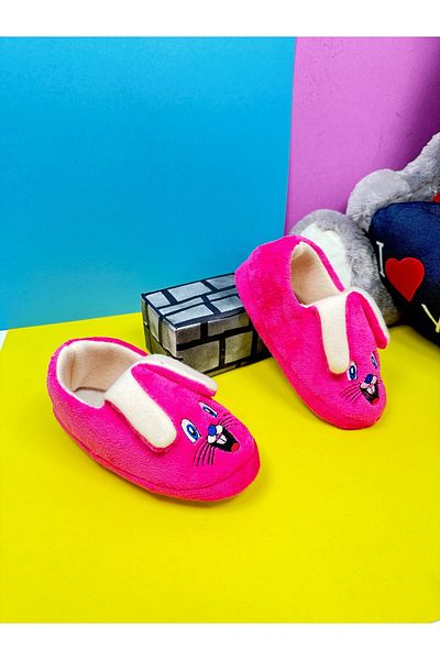 Nstil Παντόφλες Fuchsia Flexible Sole - Home Boots για κορίτσια και αγόρια, Rabbit Figured Patterned 361