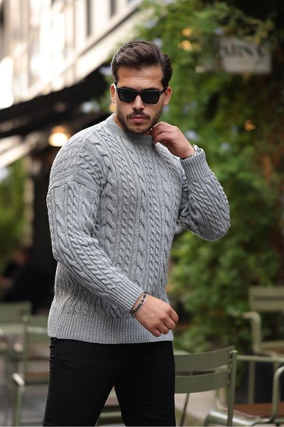 Valiberta Smoke Color - Comfort Fit Hair Knitted Crew Neck Knitwear Sweater