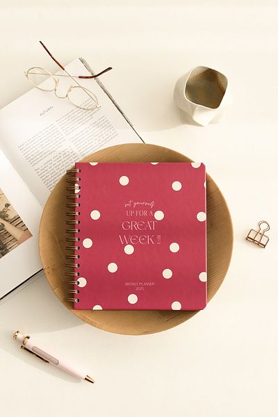 Matt Notebook Weekly Square Agenda for 2025 - 12 Month Polka Dot