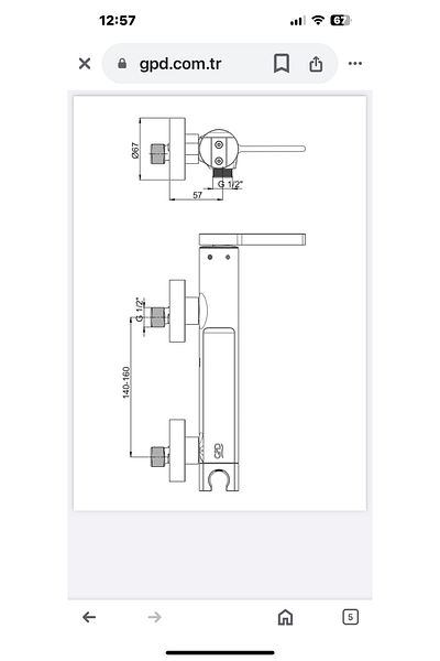 GPD Shower Mixer Gildo Black Mdb165-s