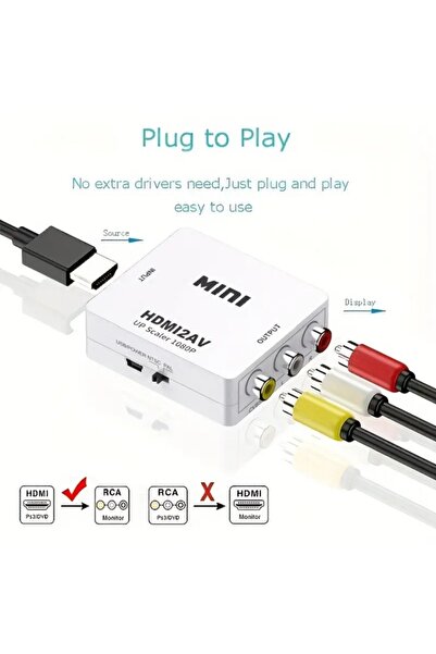 Derwell Hdmı To Rca 1080p Tos Av Çevirici Dönüştürücü Tv Tüplü Televizyon Scart Av Video Adaptor Skart