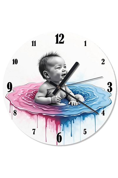 karizmart Watercolor Baby Analog Wall Clock