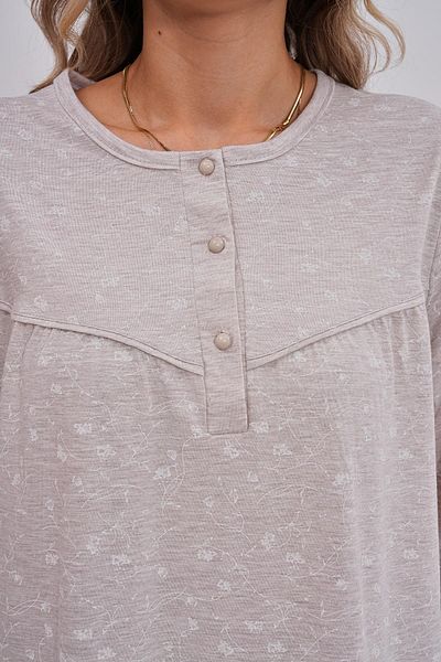 CT MODA Γυναικείο μακρυμάνικο νυχτικό με μοτίβο βιζόν με κουμπί μπροστά, χειμερινό βαμβακερό μεγάλο μέγεθος (Oversize)