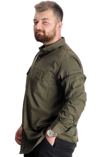 ModeXL Mode Xl Ανδρικό πουκάμισο Ukol Gabardin Double Pocket 20360 Khaki