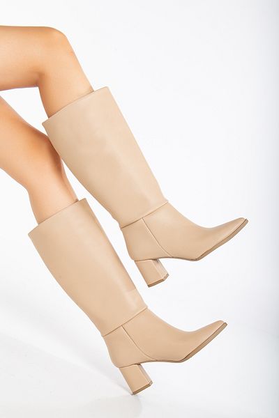 Tonny Black Γυναικείες μπότες με τακούνι Skin Skin Thermo Sole με μυτερή μύτη
