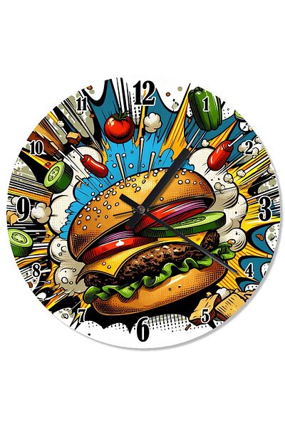 ekart Crazy Burger Pattern Wall Clock