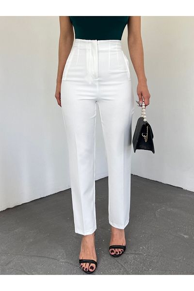 Modamorfo Zra Pleated Carrot Trousers -White
