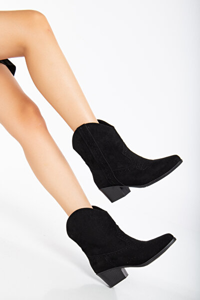 Tonny Black Жіночі чорні замшеві черевики з термопідошвою з гострим носком з ...