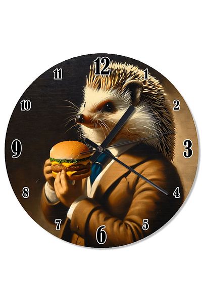 karizmart Hamburger Eating Hedgehog Design Wall Clock