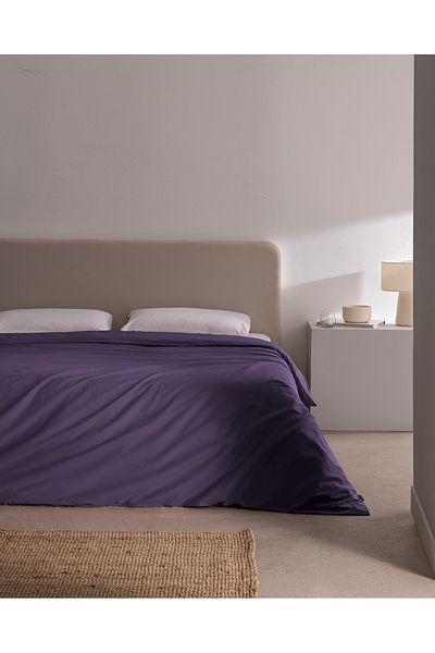 Madame Coco Manon Double 100% Cotton Ranforce Plain Quilt Cover - Purple