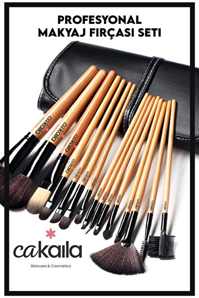 CAKAILA مجموعة من 24 فرشاة مكياج احترافية باللون الأسود بتصميم عصري