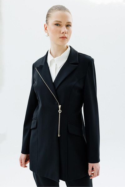 Ghisa Zippered Jacket Pants Suit Black