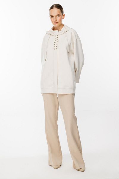 Ghisa Hooded Staple Detailed Cap - Ecru