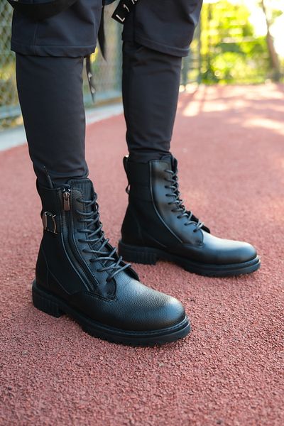 Riccon Men's Black Zippered Boots 0012134