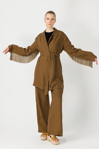 Ghisa Brown Tassel Detailed Suit Set