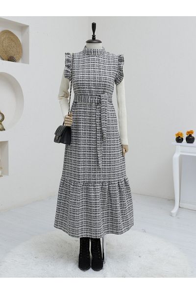 Modamorfo Ζώνη Tweed Gilet με βολάν στα μανίκια
