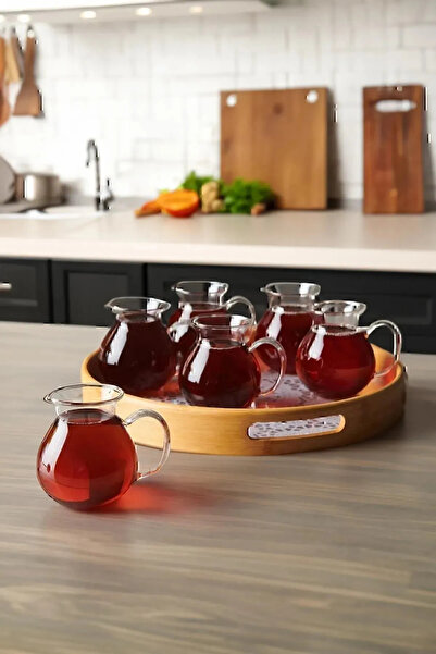 Amentes 6-Piece Keyfi Ala Borosilicate Glass Tea Cup with Handle 180ml Cup