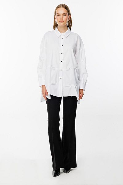 Ghisa White Tunic - Shirt Collar