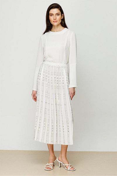 Ghisa Ecru Stone Detailed Skirt