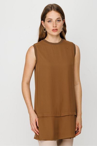 Ghisa Brown Sleeveless Chiffon Tunic