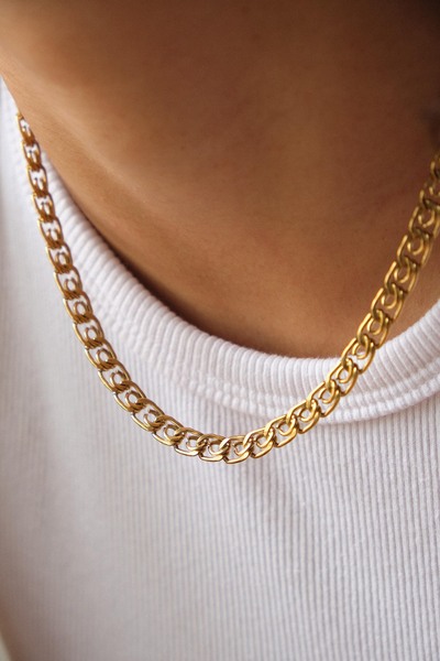 ByFlorya Jewelry Çelik Kalın Salyangoz Zincir Kolye Minimal Ataç Model Kararmaz 6mm Günlük Kullanıma Uygun