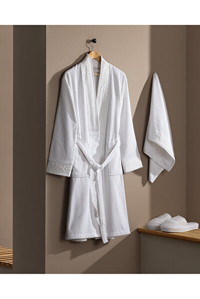 Madame Coco Cataline Women's 100% Cotton Bathrobe Set - White - Luxury Collection