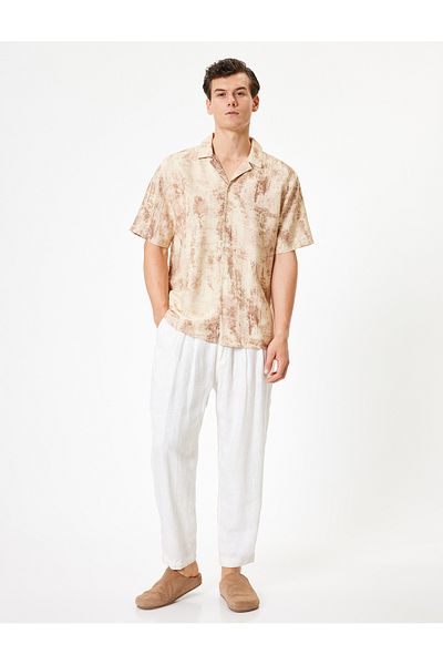 Koton Turn-Down Collar Short Sleeve Patterned Shirt