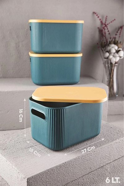 Bayev 1Pc Storage 6 LT Πράσινο κιβώτιο οργάνωσης ντουλαπιών με καπάκι, διακοσμητικό κουτί αποθήκευσης Organizer