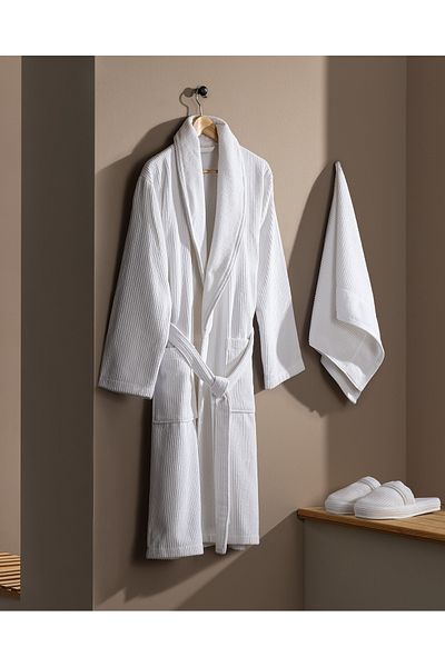 Madame Coco Corentin Men's 100% Cotton Bathrobe Set - White - Luxury Collection