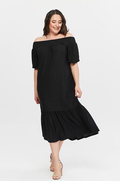 Ebsumu Μαύρο στράπλες φόρεμα Guipele Plus Size